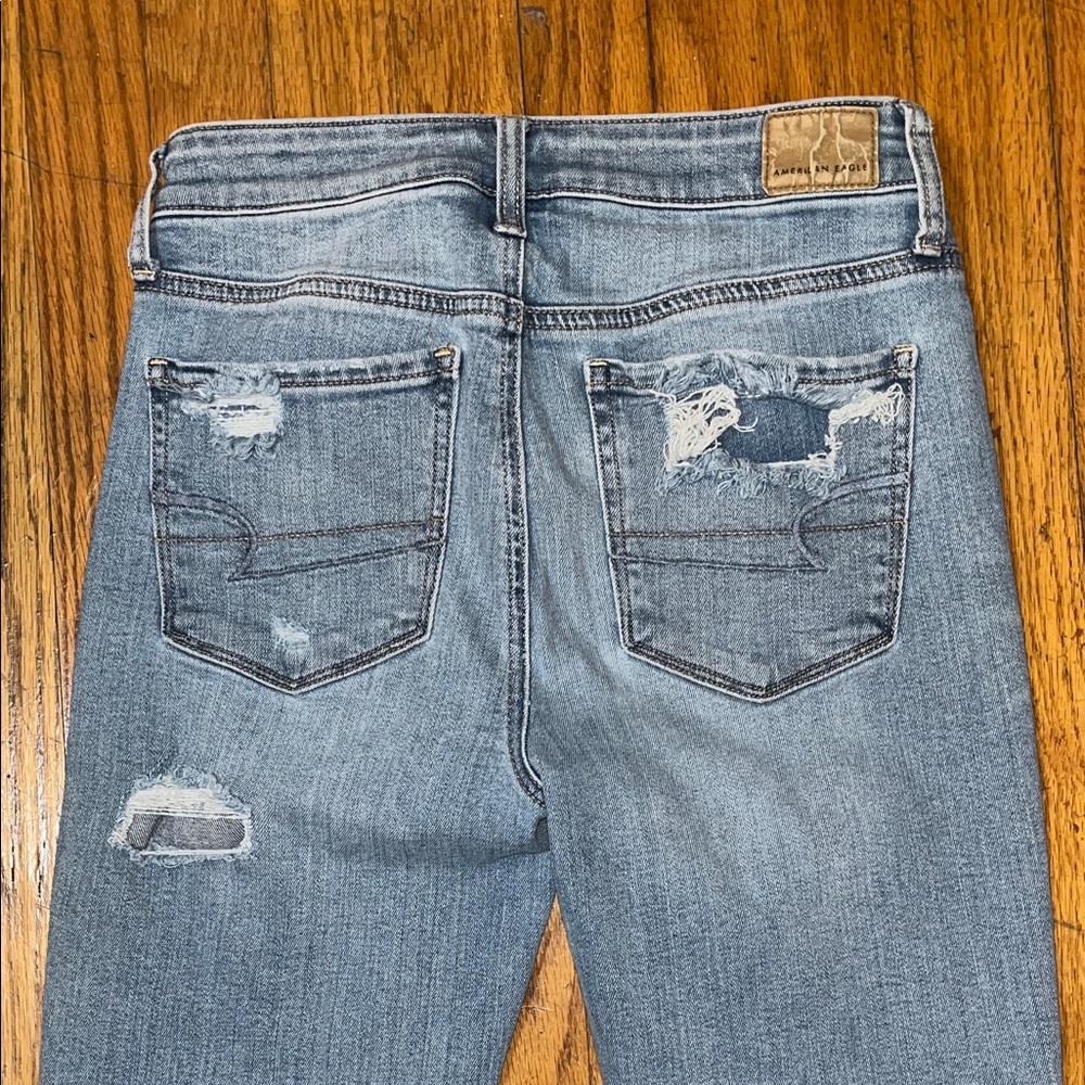 American Eagle Outfitters Super Stretch Hi Rise Skinny Distressed Jeans Size 4 - Picture 8 of 12